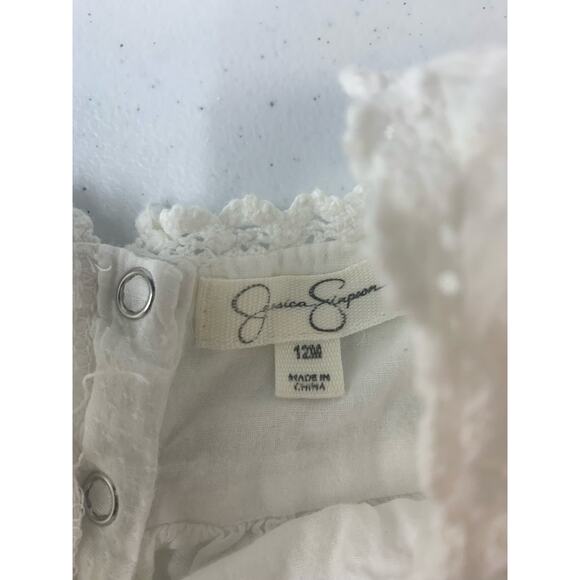 Jessica Simpson Girls' White Embroidered Short Sleeve Top Baby Size 12 Months - Picture 2 of 4